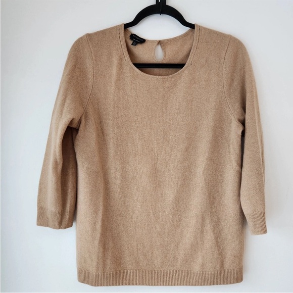 Talbots Sweaters - Talbots Pure Cashmere Classic Camel 3/4 Sleeve Lightweight Sweater Petite XL